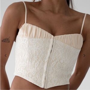Rumored | Elegant Cream Lace Corset Top